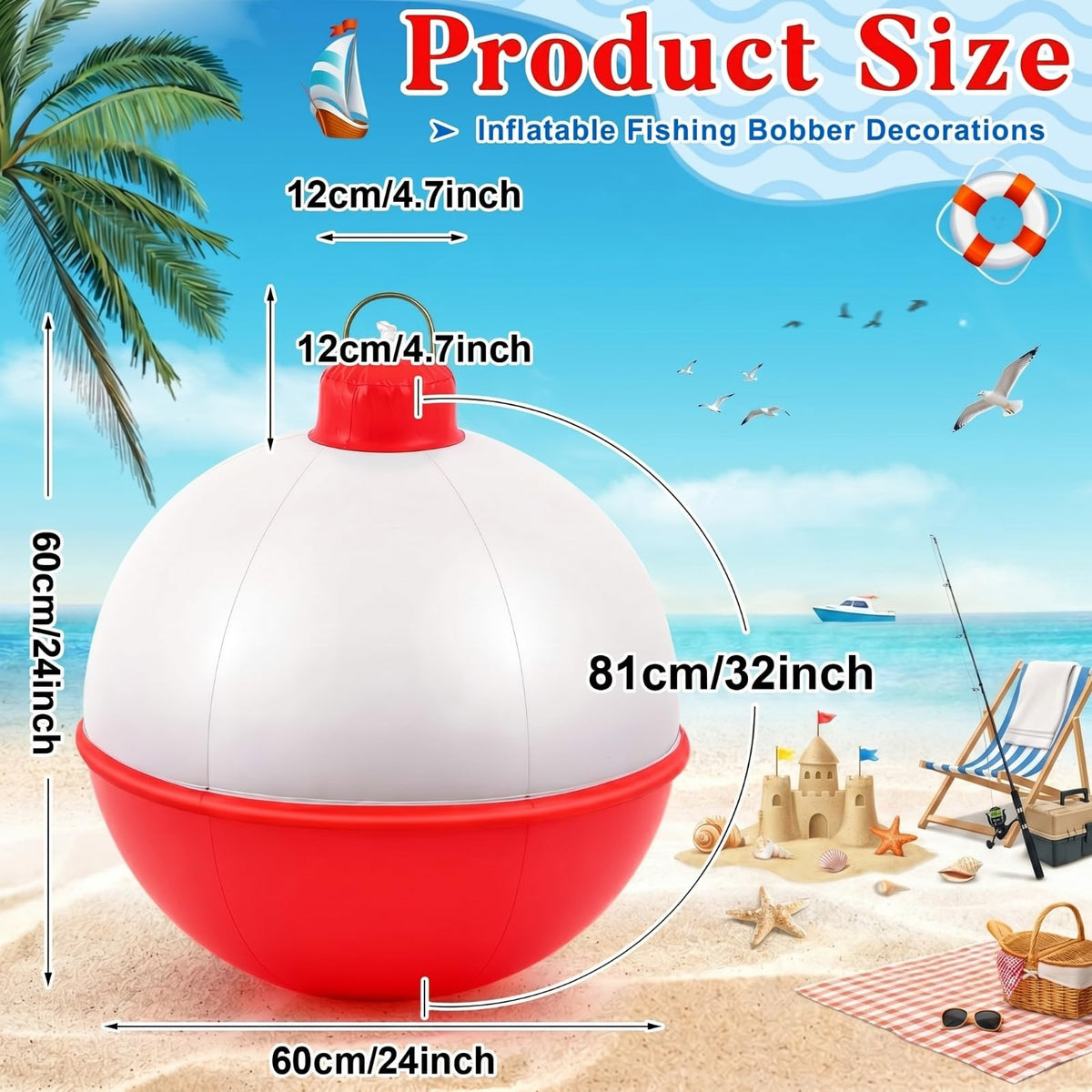 Jetec two-pack 32-inch bobber balloons ready for fishing-themed celebrations.