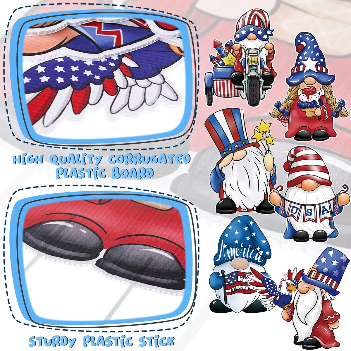 Jetec USA flag eagle gnome sign highlighting classic patriotic symbols