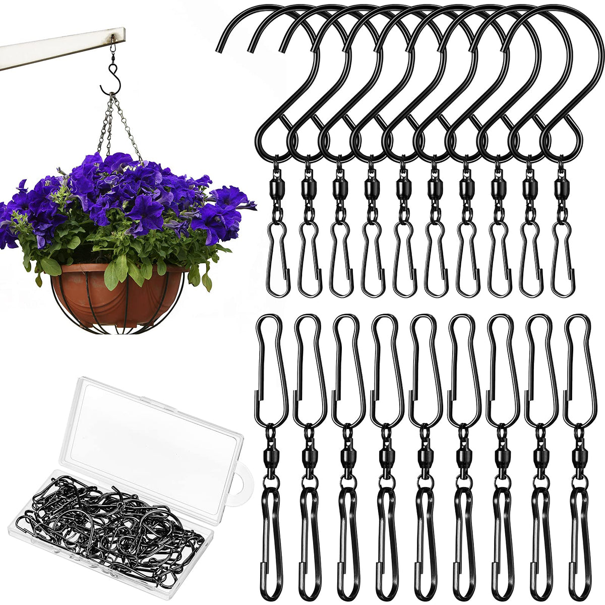 Jetec wind spinner dual swivel hooks with 360-degree rotation for quick setup