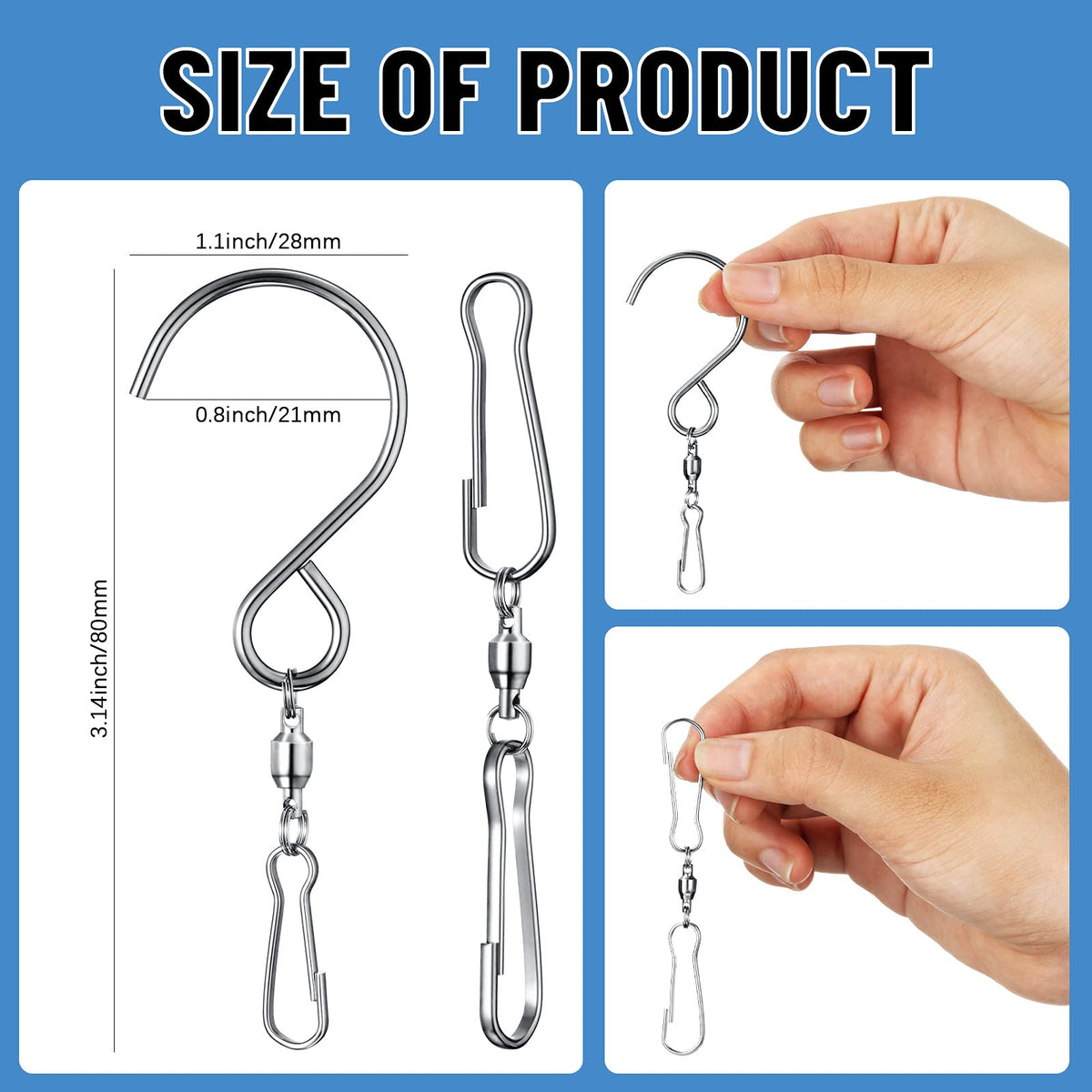 Jetec wind-spinner spiral hook showing S-shaped design for versatile hanging