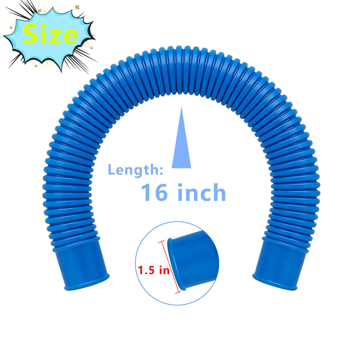 Jetgomet 1.5in pool hose side view highlights slim profile for easy routing.