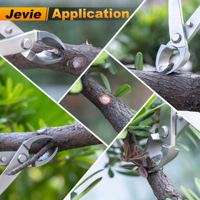 Jevie concave cutter in action demonstrates precise branch trimming.