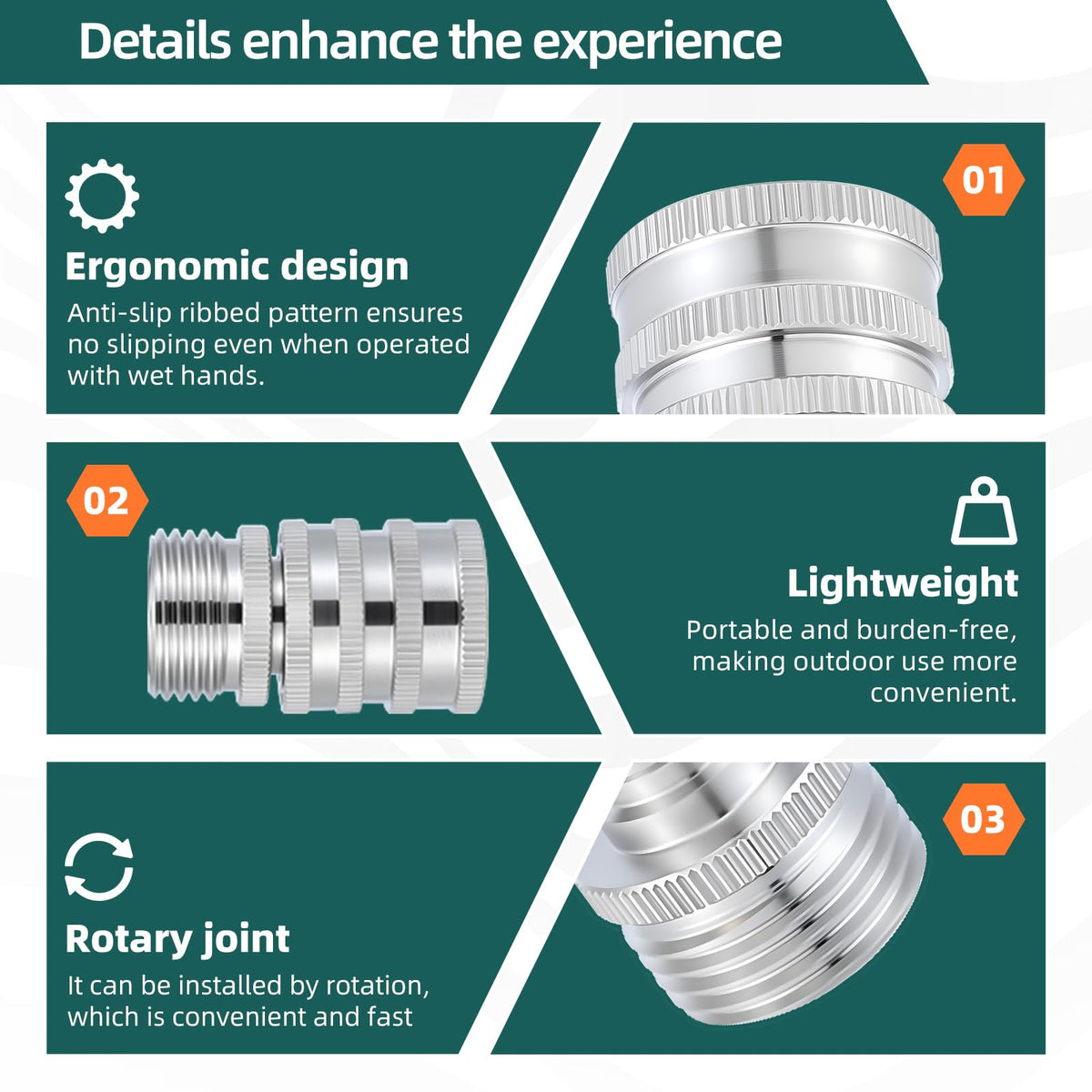 Jewheg quick-connect with Viton O-rings for a reliable seal.