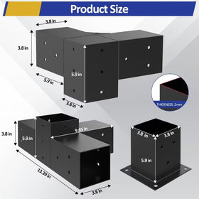 JEXALINE 4-way corner bracket stabilizes corners for durable pergola frames.