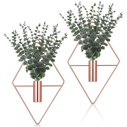 Jexine geometric hanging planters with eucalyptus provide low-maintenance, vibrant wall decor.