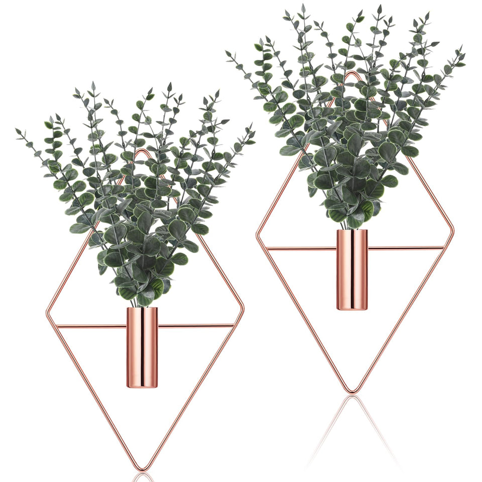 Jexine geometric hanging planters with eucalyptus provide low-maintenance, vibrant wall decor.