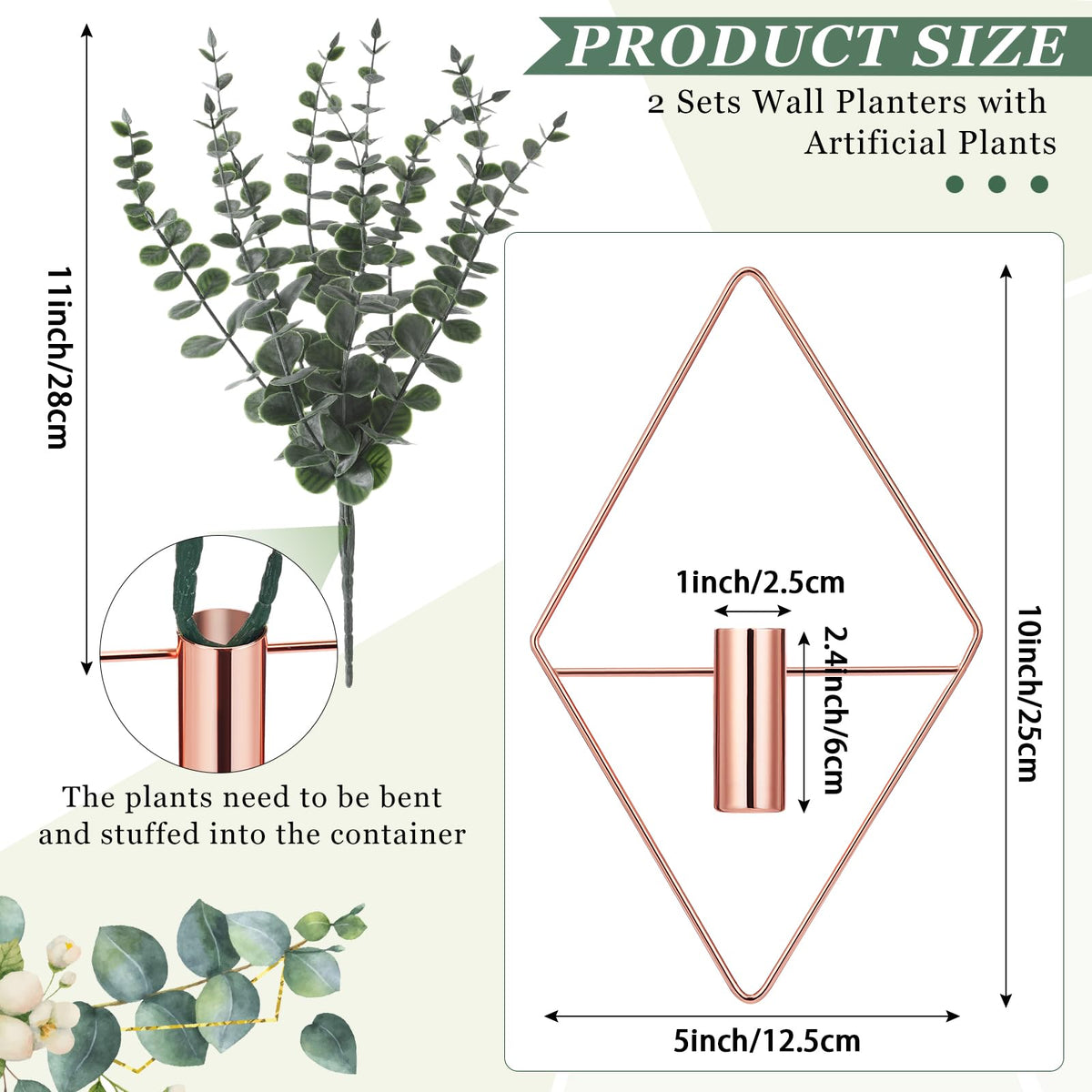 Jexine rose gold metal wall planter adds modern shine and durable frame.