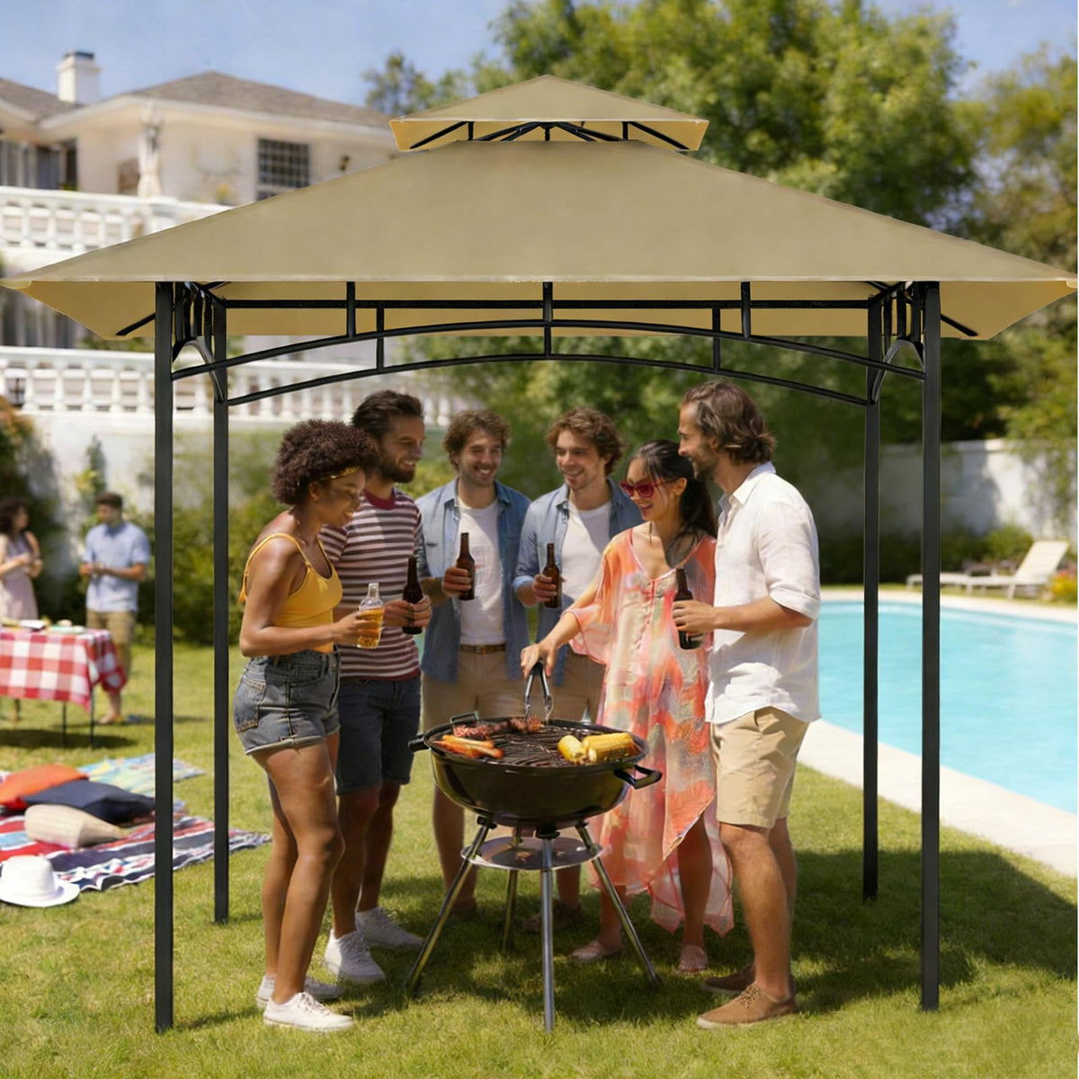 Jexlundo double-layer canopy provides airflow and reduces heat buildup