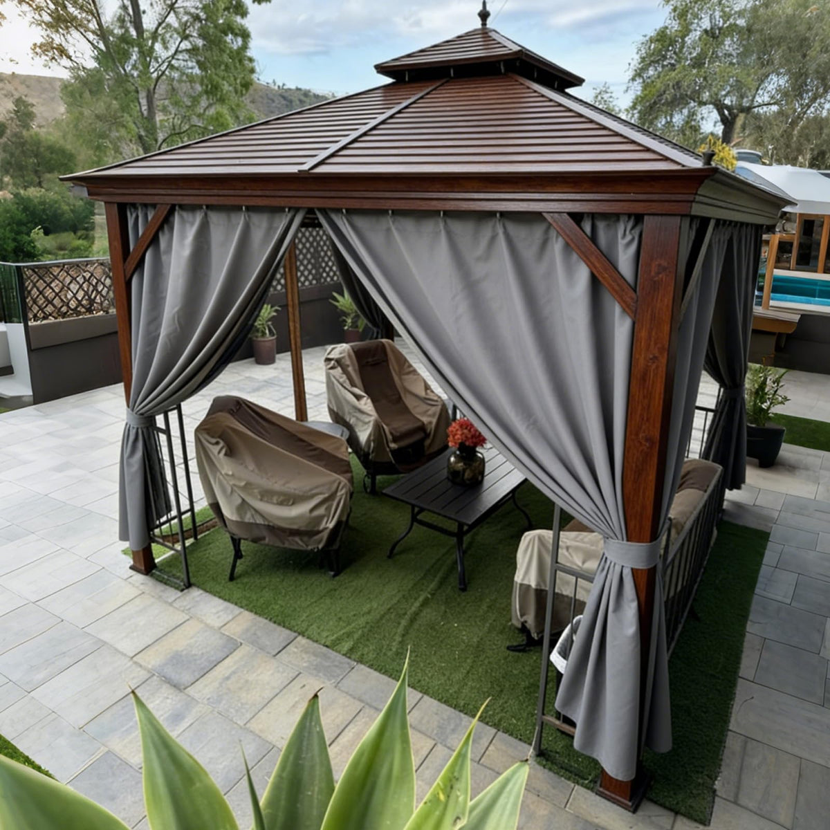 Ideal for gatherings or quiet evenings in your outdoor space.