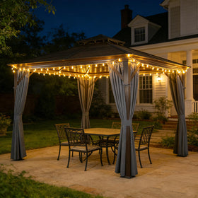 Jexlundo zippered sidewalls enable flexible enclosure for privacy or breeze.