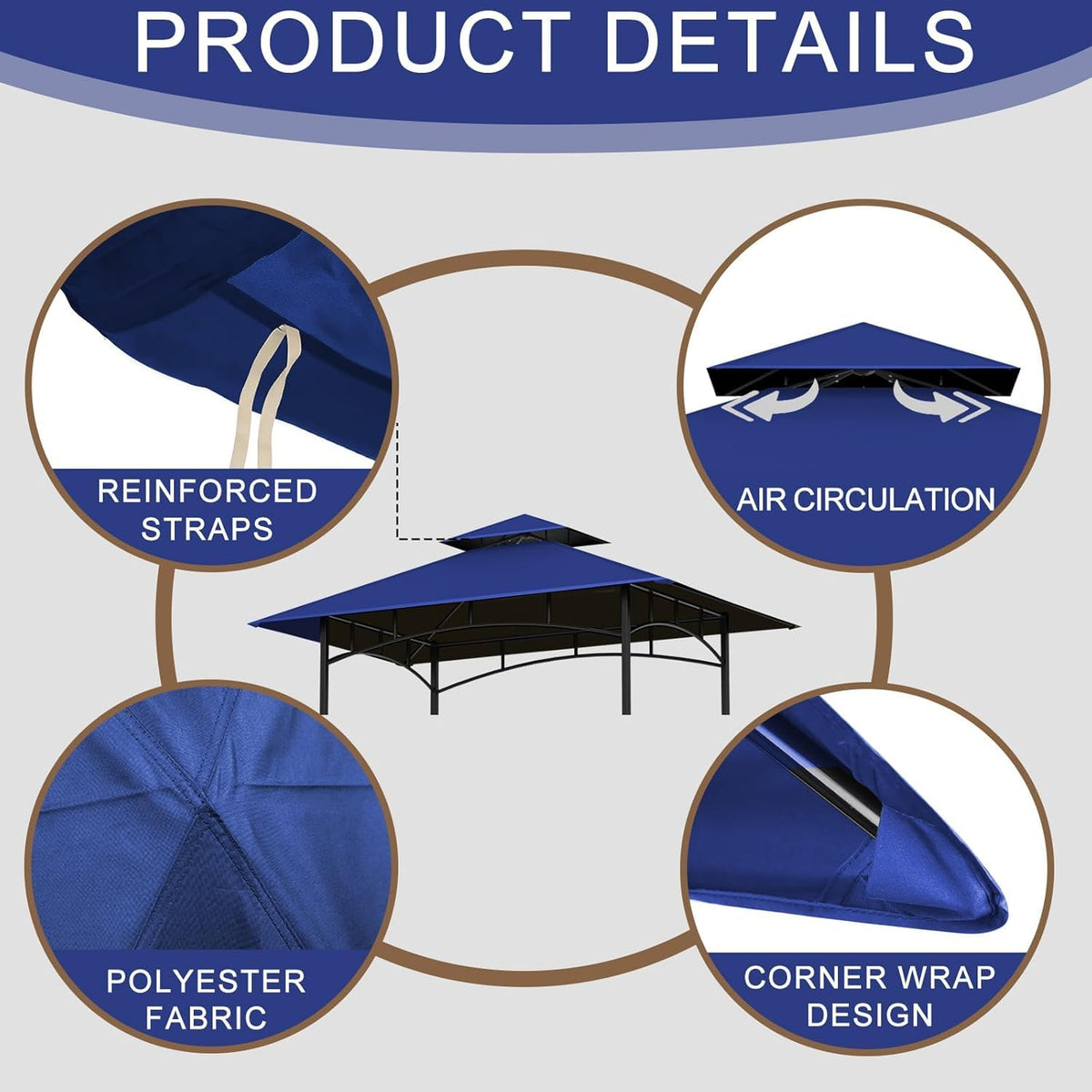 Jexlundo grill roof 5x8 dual-pocket corners ensure a precise fit