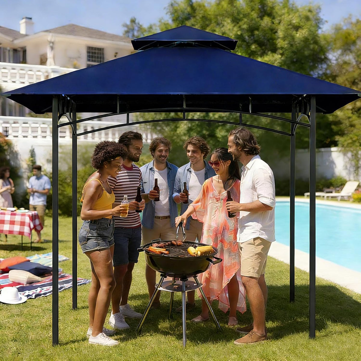 Jexlundo grill roof 5x8 polyester fabric for durable outdoor use