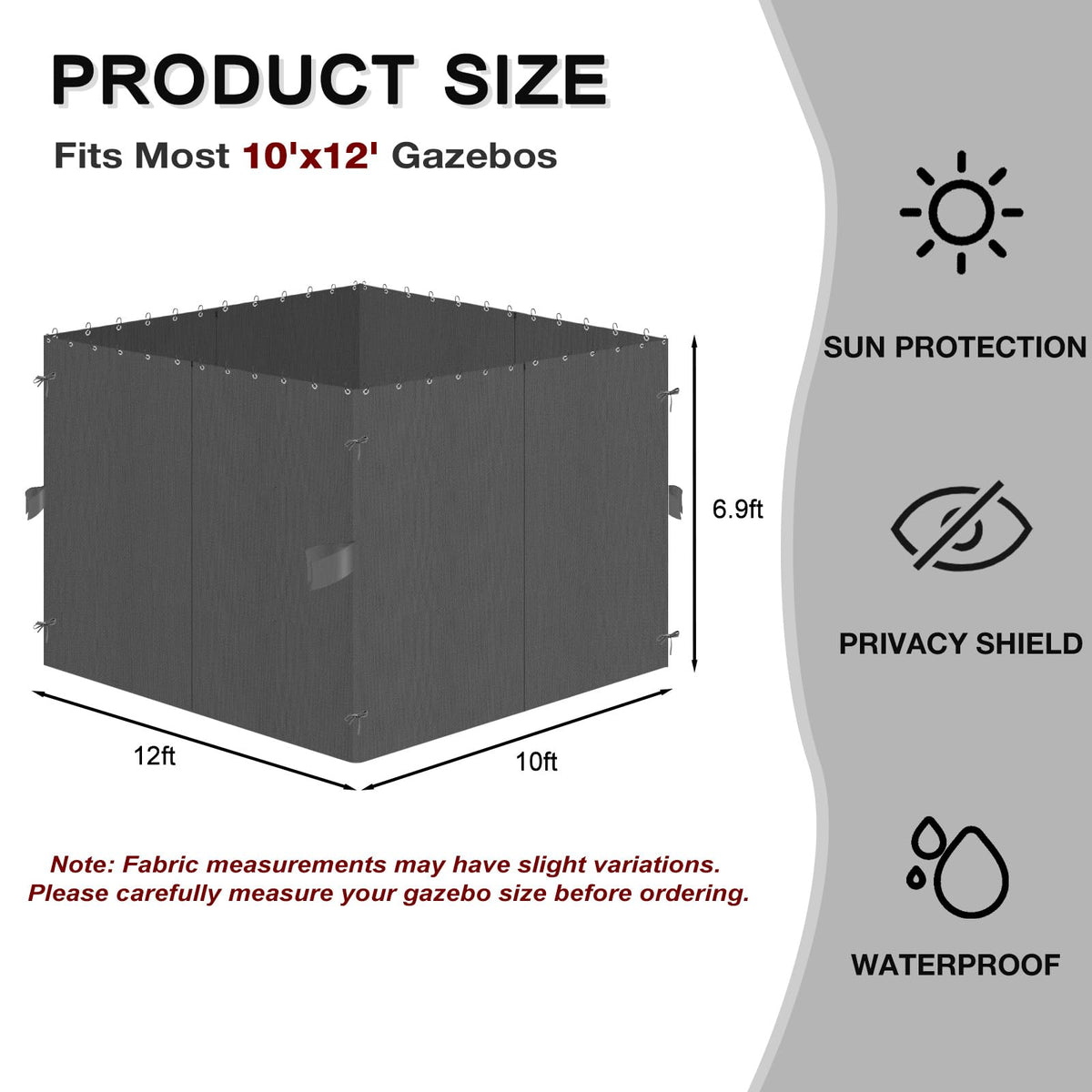 Waterproof gazebo curtains resist rain and sun for durable outdoor use.