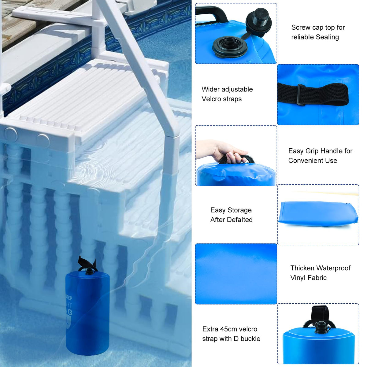 Jeyeou heavy-duty PVC weight bag blue resists cracking and wear.