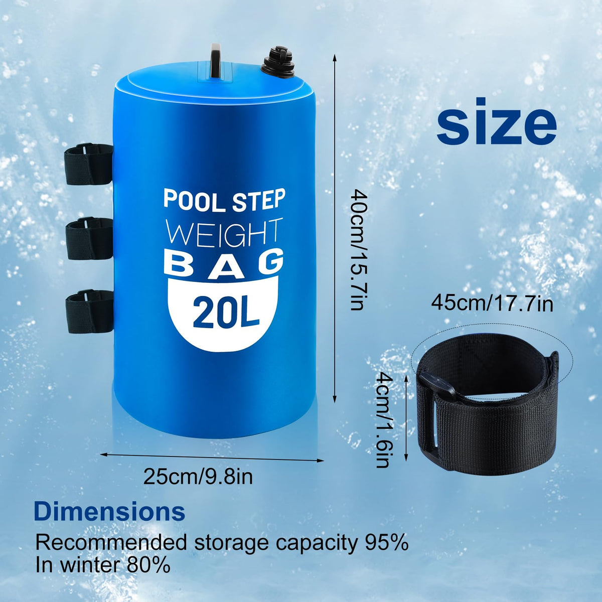 Jeyeou pool ladder weights front view keep ladders steady during use.