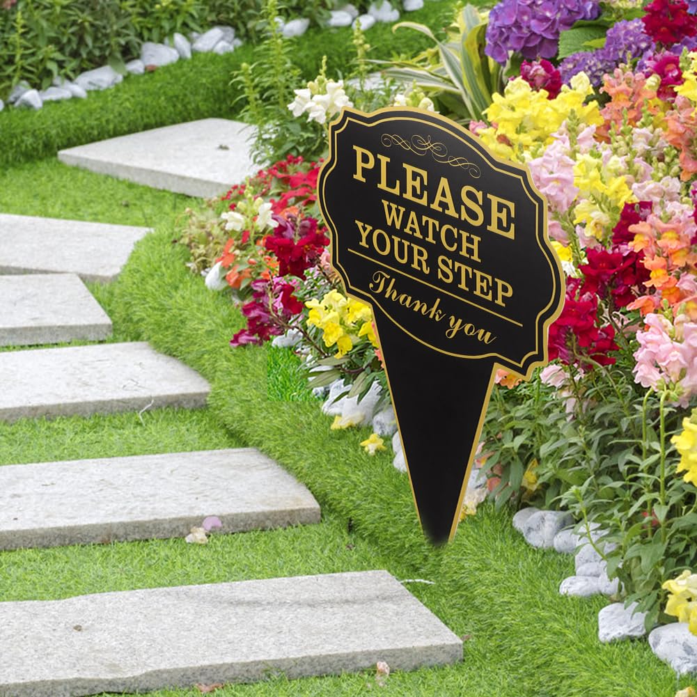 Jeyntanc Watch Your Step sign on driveway or patio guides visitors safely.
