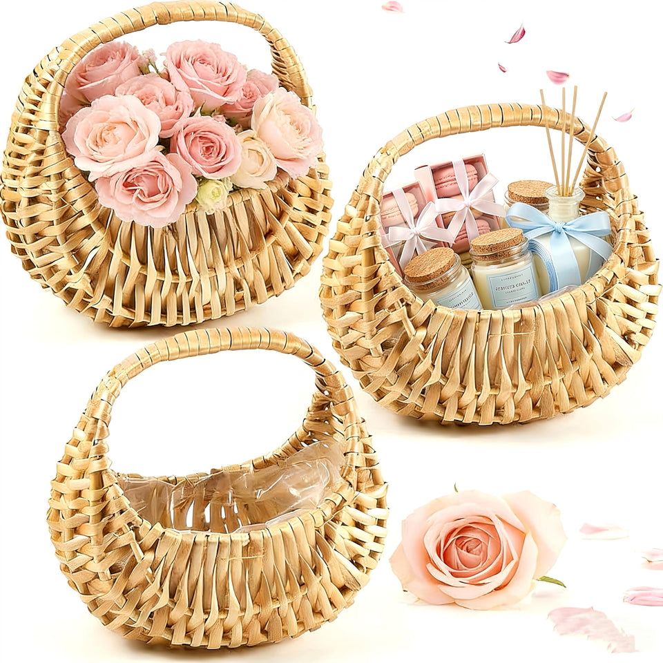 JFBAOLAO three-pack baskets with handles for weddings and petals