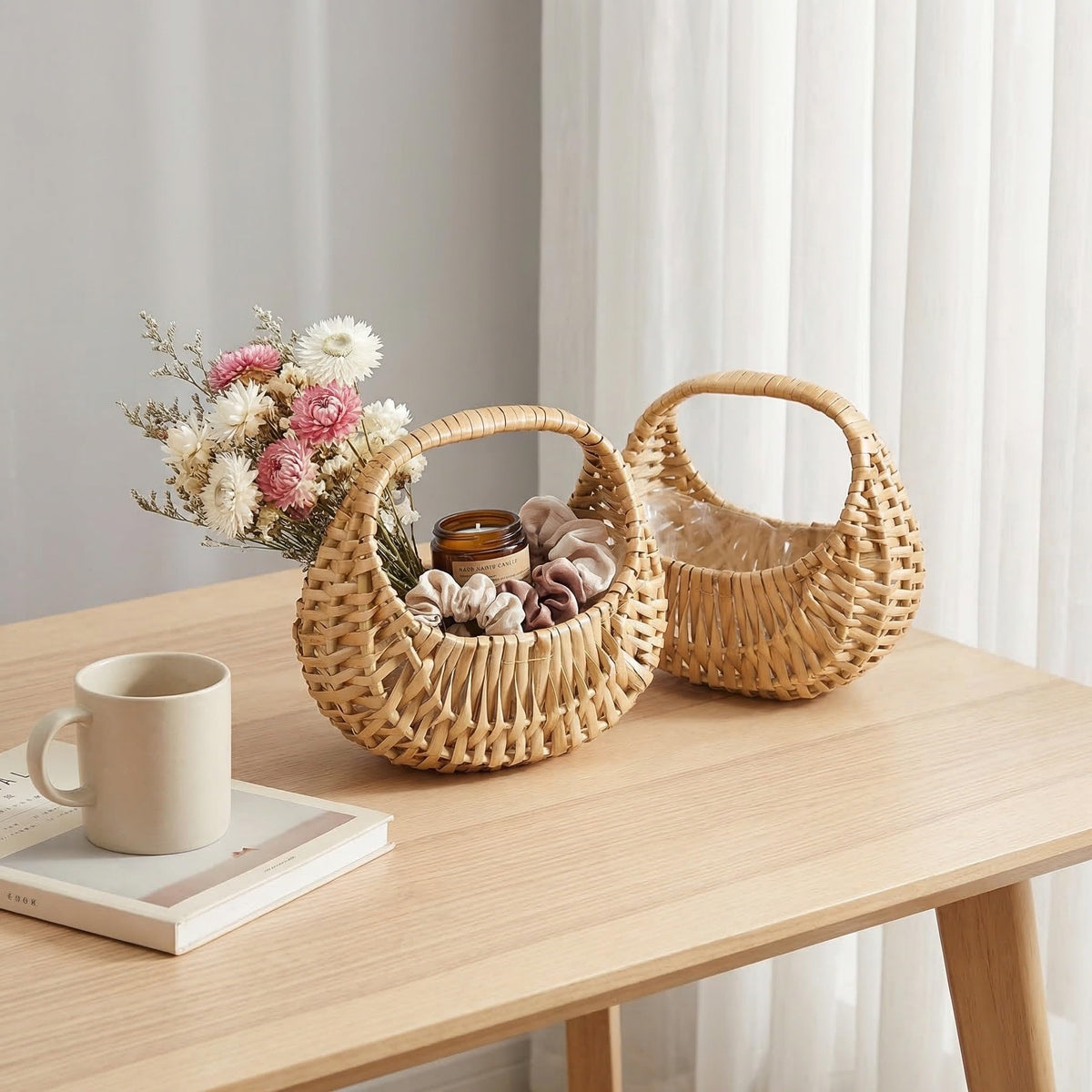 JFBAOLAO lightweight wicker baskets ideal for picnics and kids