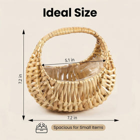 JFBAOLAO rustic half‑moon wicker basket close‑up for ceremony décor