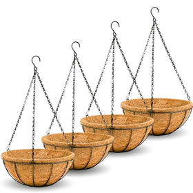 JFFLYIT 12-inch metal hanging basket set of four for outdoor decor