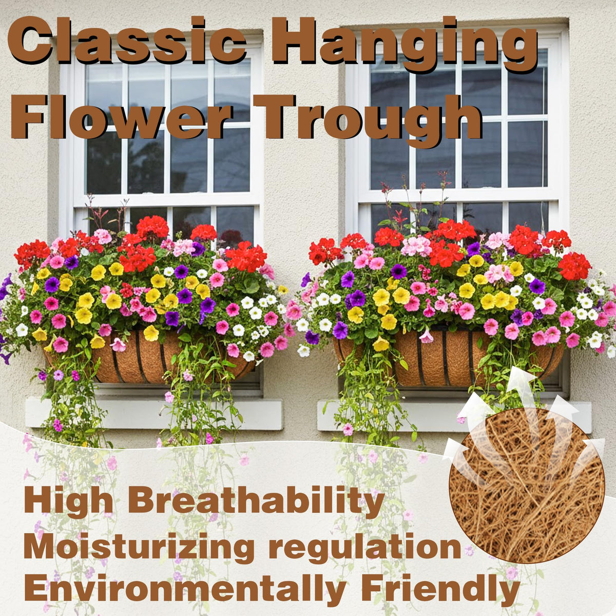 JFFLYIT 24-inch planter capacity fits multiple plants and vibrant flowers.