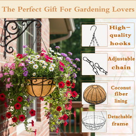 JFFLYIT durable black-coated metal basket for long-lasting garden decor.