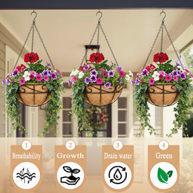 JFFLYIT decorative round planter elevates patios, balconies and doorways.