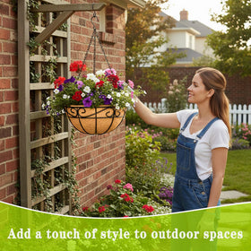 JFFLYIT lotus-design basket adds rustic charm to garden displays.