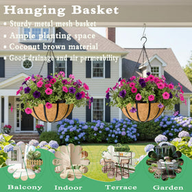 JFFLYIT outdoor metal planter in black finish adds elegance.