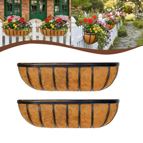 JFFLYIT railing planter window box assembly for balcony use with sturdy brackets.
