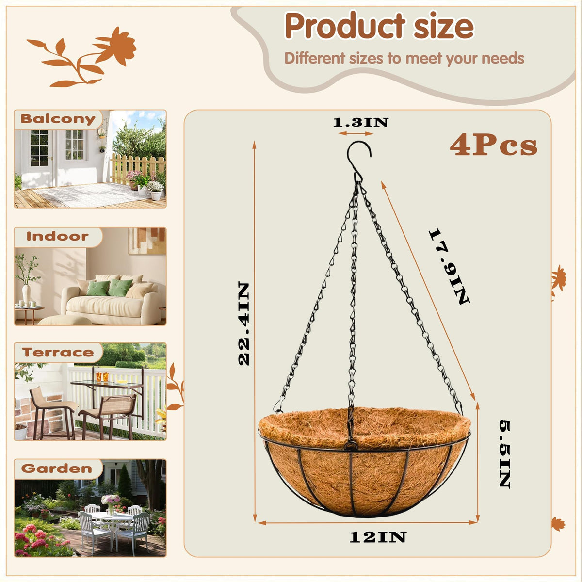 JFFLYIT robust chains and hooks for easy outdoor hanging