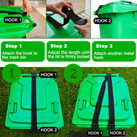 JFOMOYGI outdoor lock strap extended for 28–96 gallon bins.
