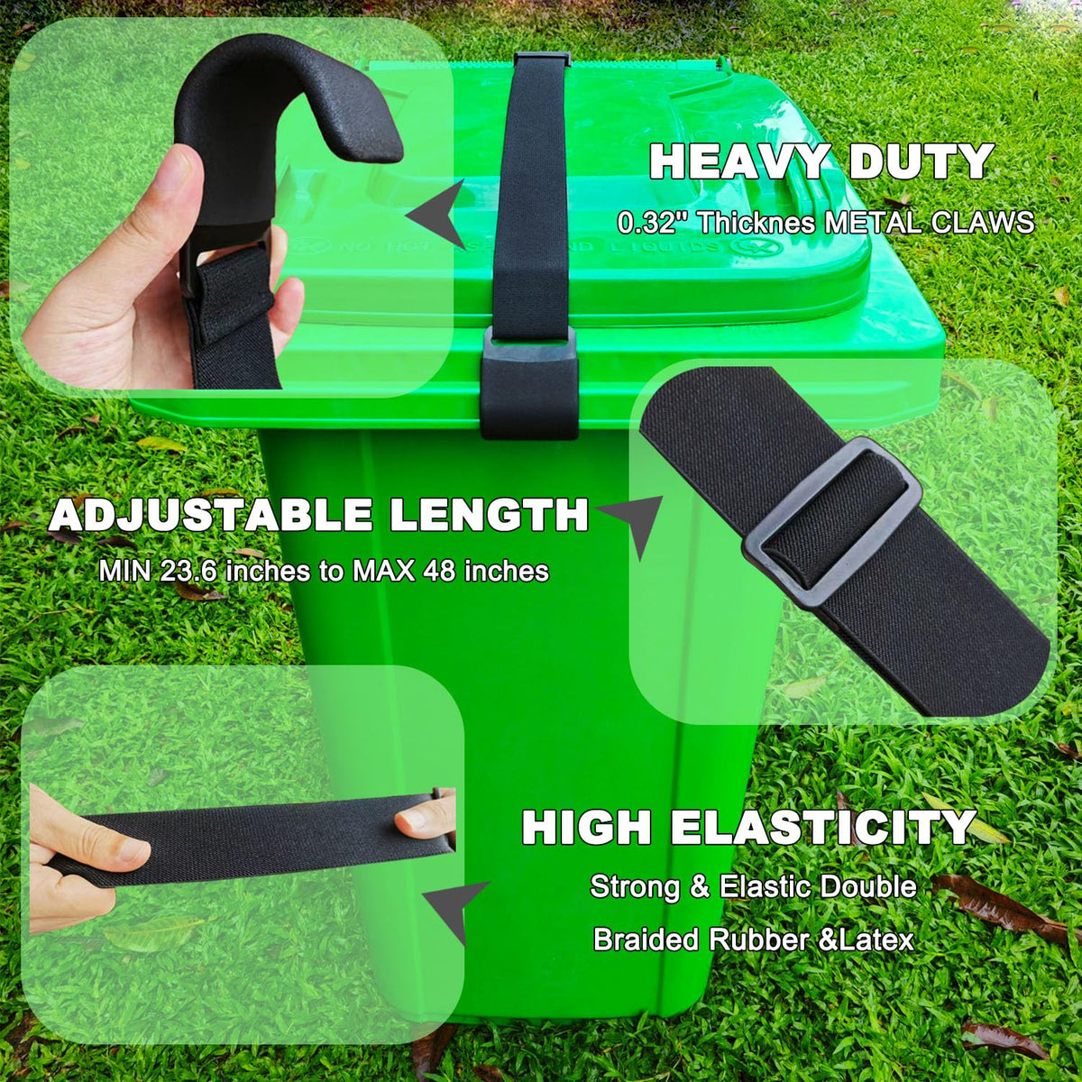 JFOMOYGI universal fit covers 28–96 gallon bins.