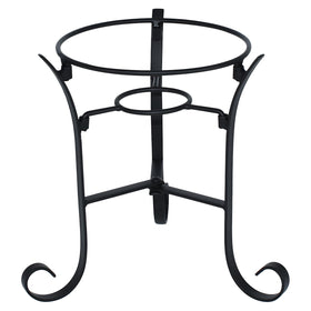 JforSJizT garden gazing ball stand front view showing sturdy iron with black coating for outdoor use.