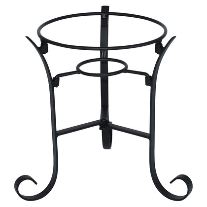 JforSJizT garden gazing ball stand front view showing sturdy iron with black coating for outdoor use.