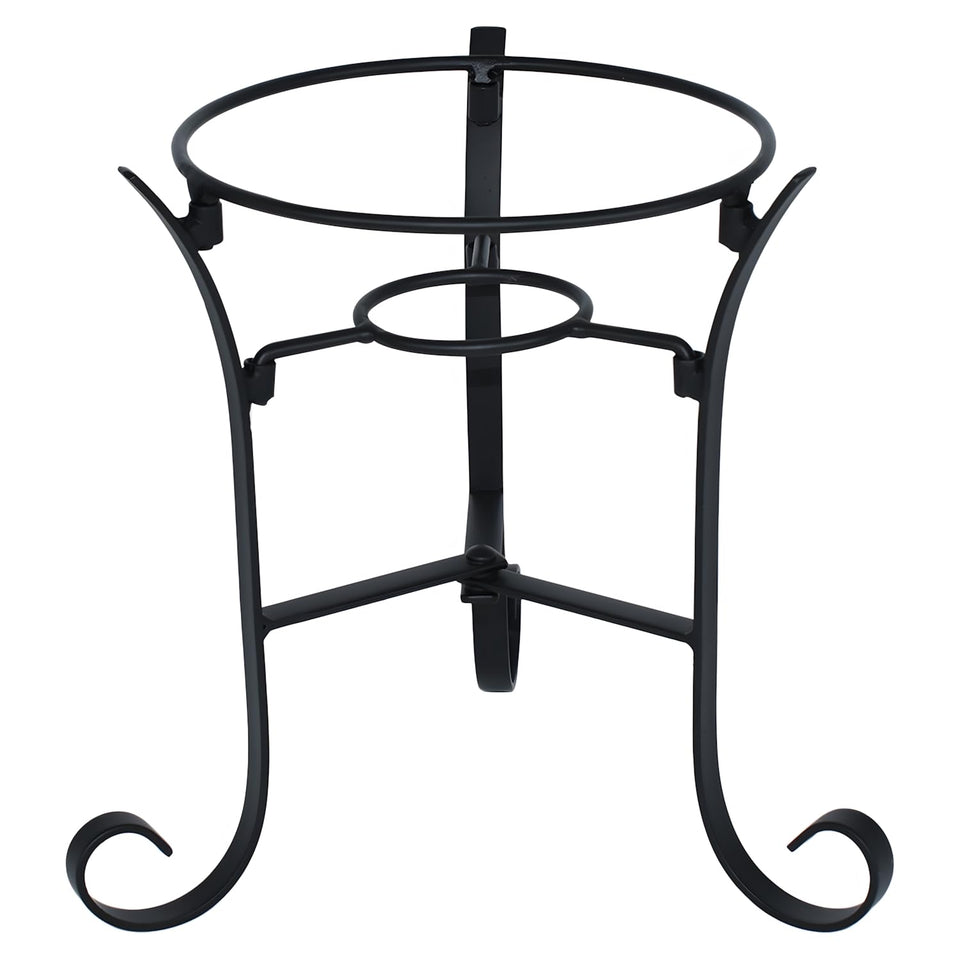 JforSJizT garden gazing ball stand front view showing sturdy iron with black coating for outdoor use.