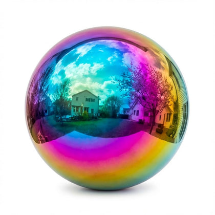 JforSJizT rainbow gazing ball: a 10-inch reflective sphere adds garden focal point.