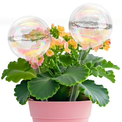 Jgalnim iridescent glass watering globe close-up showing rainbow gradient for stylish auto-watering.