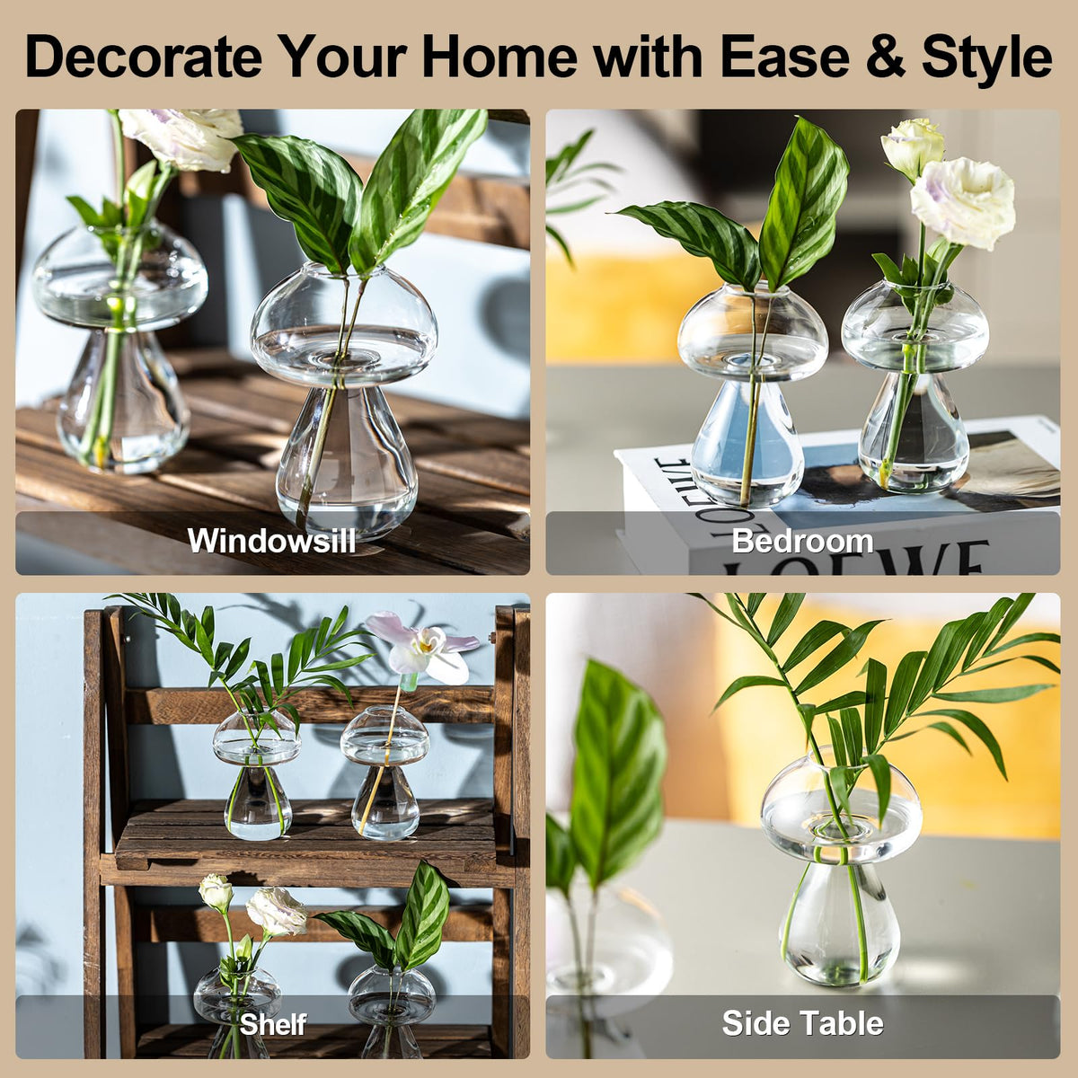 JGKYLDZ clear glass propagation vase with crystal-clear viewing of roots