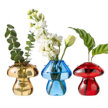 JGKYLDZ mushroom vases set of 3 in colorful hues for propagation and display.