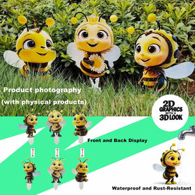 JGZTJXNK Bee Garden Stake 3 shows sturdy iron with rustproof finish.