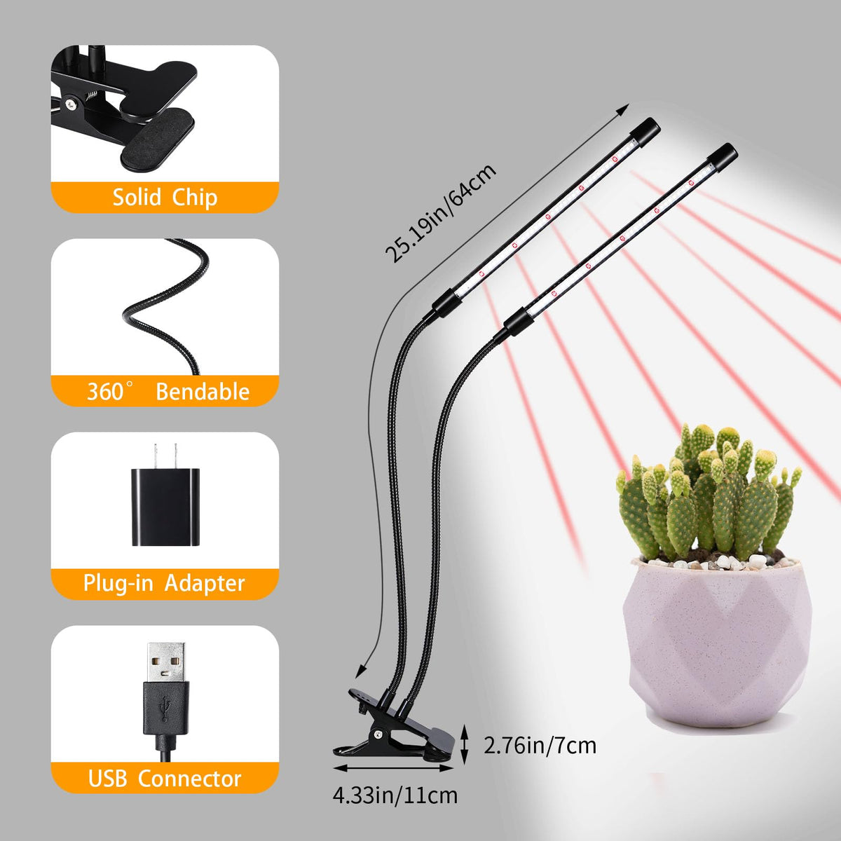 JhauvMw LED clip mounts securely on desks for indoor gardens