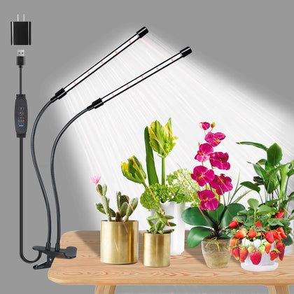 JhauvMw LED growth light with dual heads offering targeted coverage for seedlings