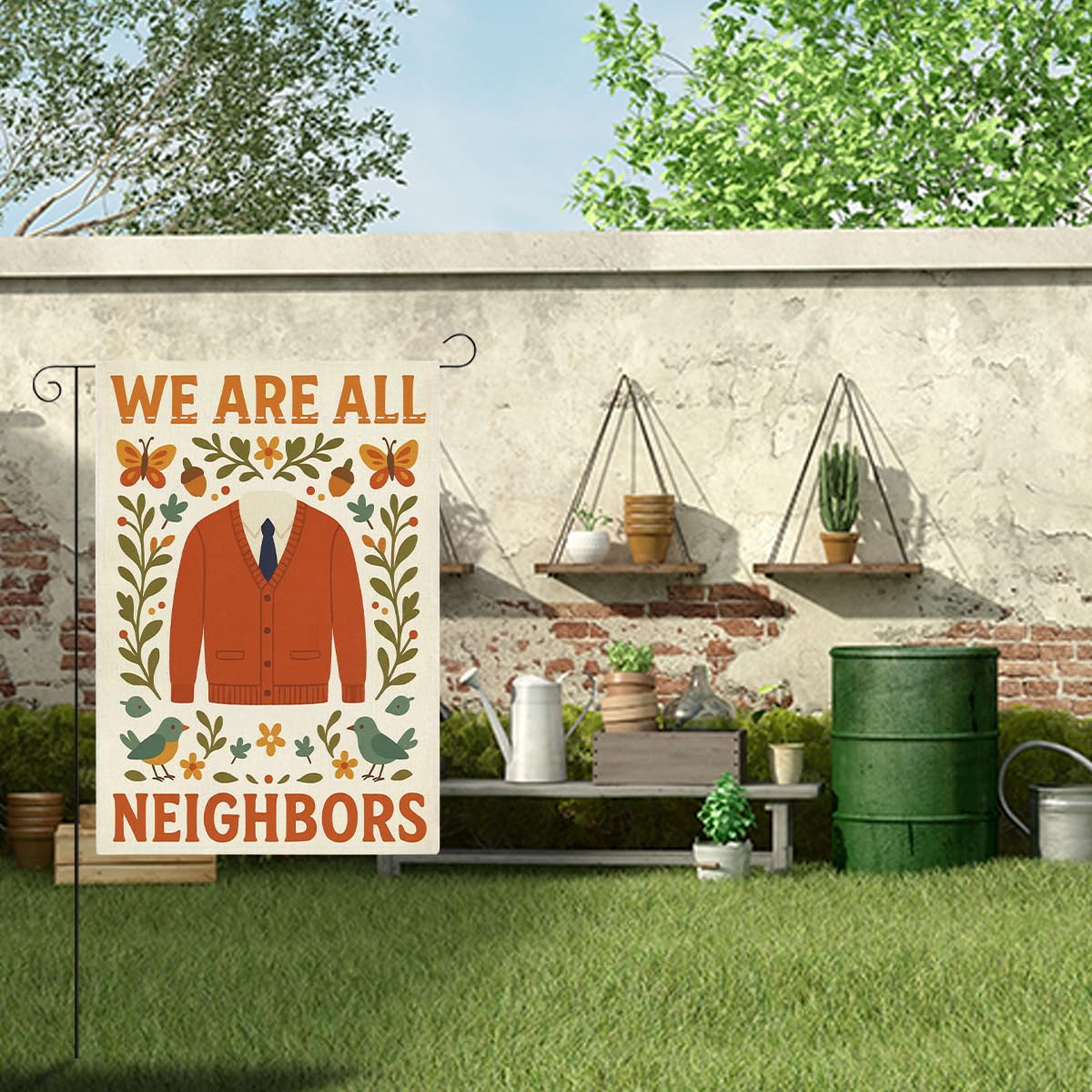 JHFDTY Floral welcome yard flag ideal for outdoor gatherings and celebrations.