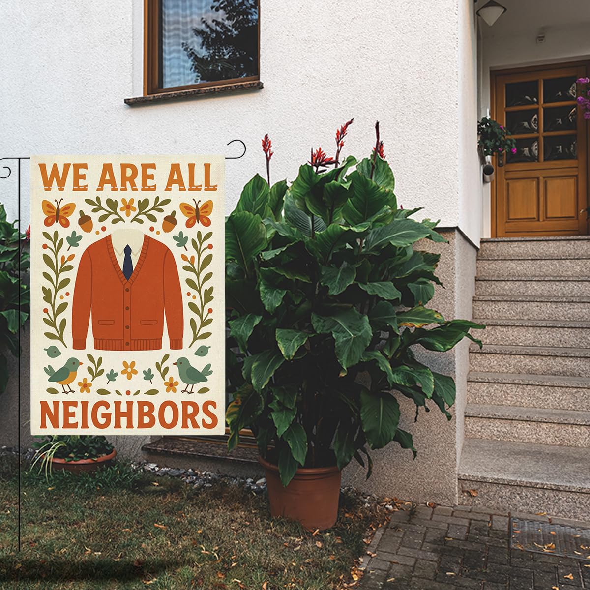 JHFDTY Humorous garden flag for neighbors and friends, a thoughtful housewarming gift.