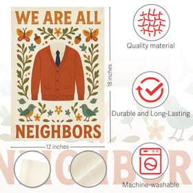 JHFDTY Inclusive welcome flag decorates outdoor spaces with a friendly message visible from both sides.
