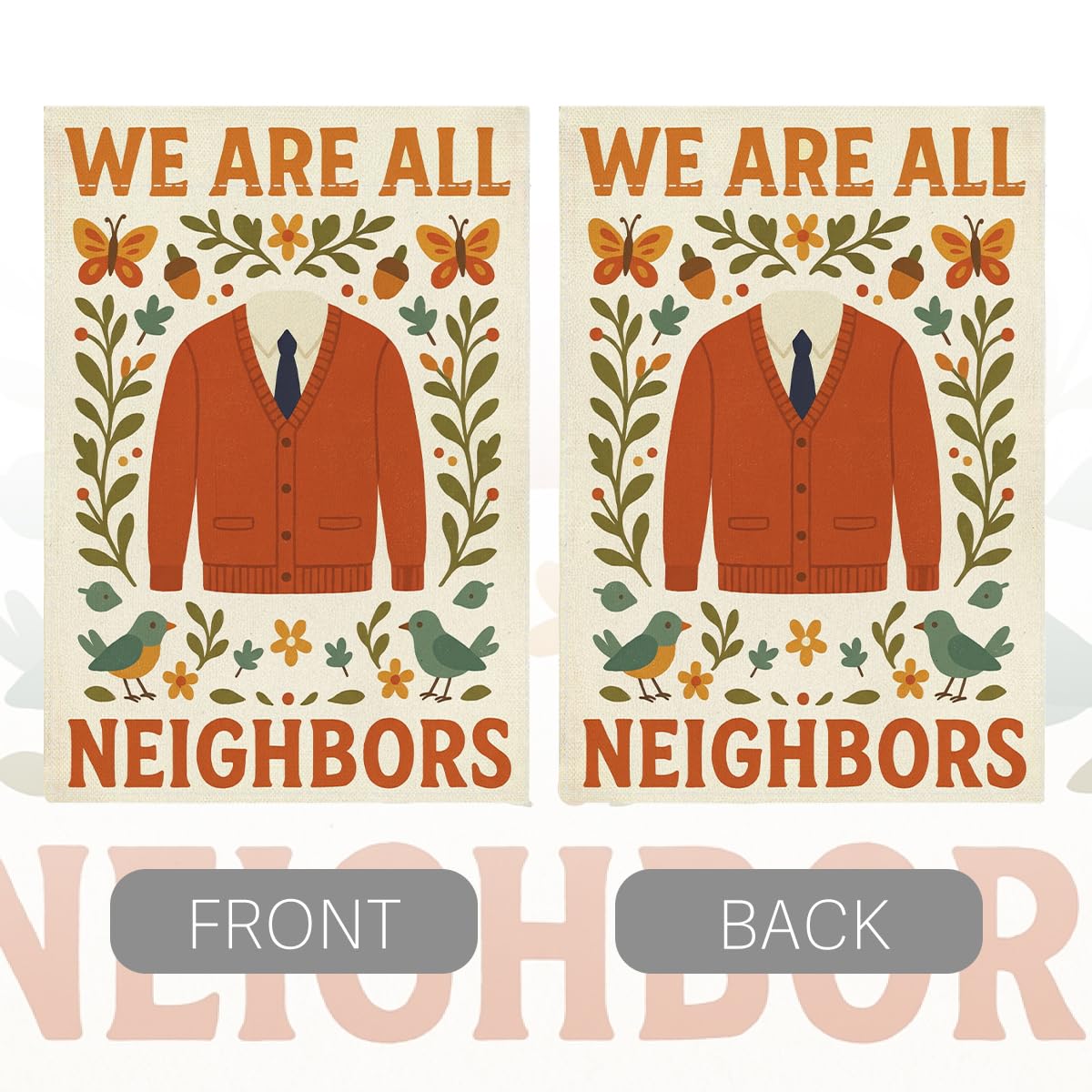 JHFDTY Mr. Rogers floral yard flag adds charming garden flair to entrances.