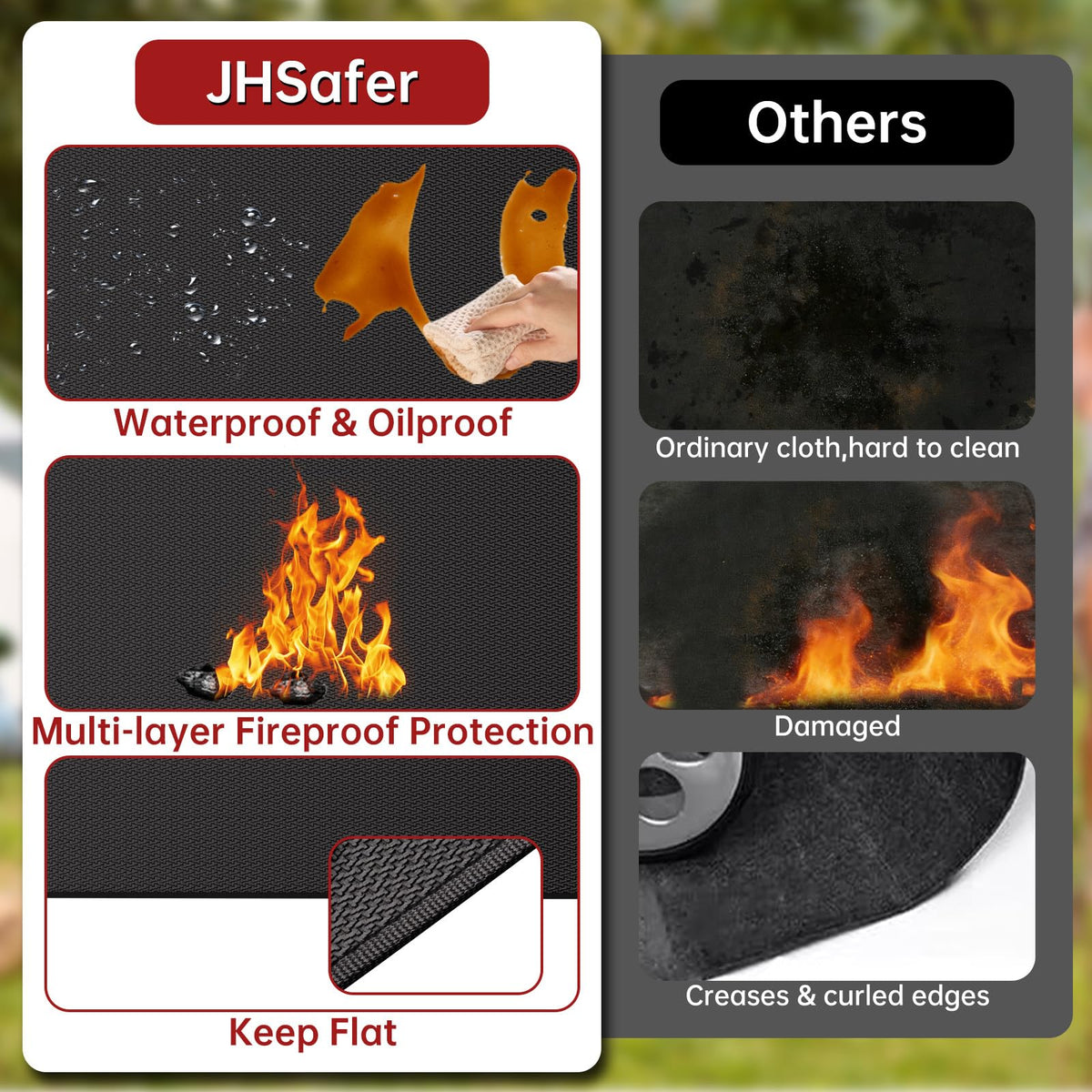 JHSafer deck protection shown under a grill for surface safety