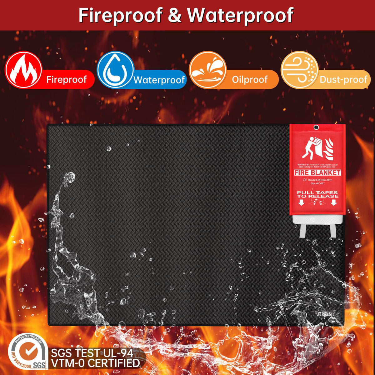 Close-up of JHSafer fireproof grill mat surface resisting oils and stains