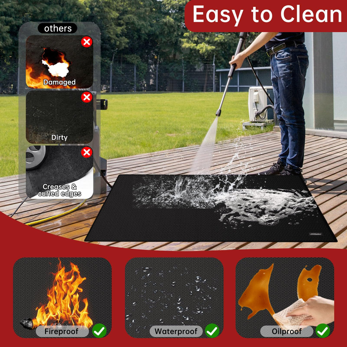 JHSafer mat guards against grease, embers, and heat damage